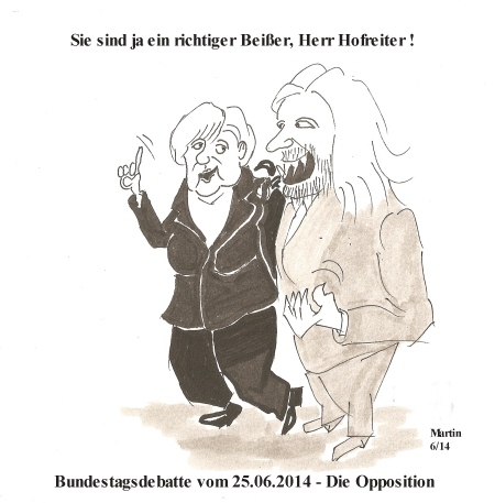 Cartoon: Der Beißer (medium) by quadenulle tagged politik,bundestag,bundeskanzlerin,oppsition,anton,hofreiter,debatte