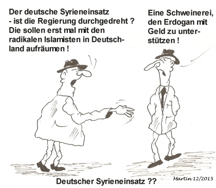 Cartoon: Deutscher Syrieneinsatz (medium) by quadenulle tagged krieg,islamisten,deutschland,syrien,aufräumen,radikale,deutsche,regierung