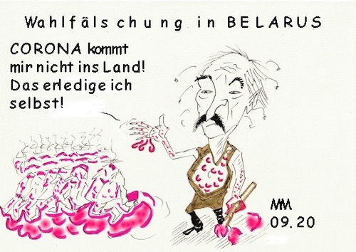 Cartoon: WAHLFÄLSCHUNG IN BELARUS (medium) by quadenulle tagged politik,diktatur,wahlfälschung,lukaschenko,knüppelei,corona