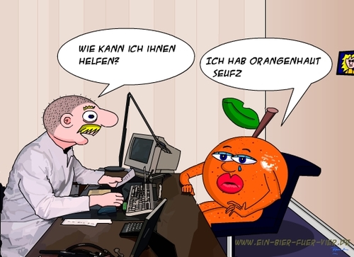 Cartoon: Orangenhaut (medium) by Tricomix tagged orangenhaut,artzt,orange,praxis,untersuchung