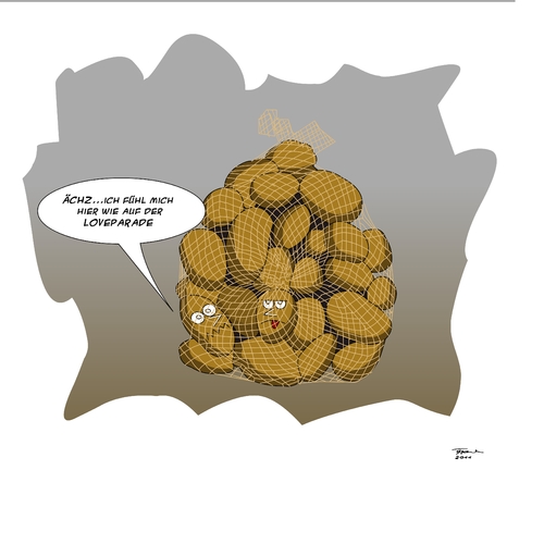 Cartoon: Ruhrpott Kartoffeln (medium) by Tricomix tagged kartoffeln,sack,loveparade,duisburg,enge,netz,unterfuehrung,kartoffeln,loveparade,duisburg,enge,netz,platzangst