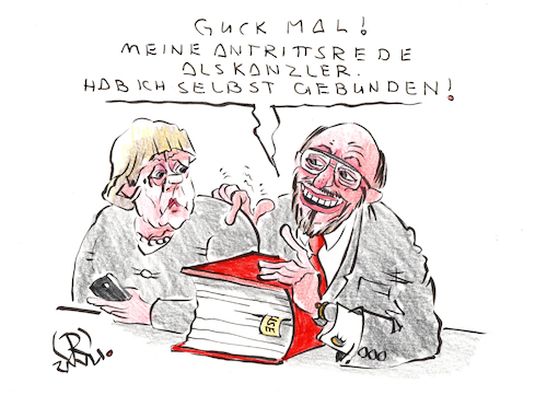 Cartoon: MS Wahlkampf (medium) by RAWU tagged schulz,spd,merkel,wahlkampf,koalition
