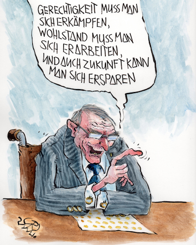 Cartoon: Sparsamkeit (medium) by RAWU tagged schulden,steuern,schwarze,null,finanzminister