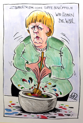 Cartoon: Zaubertrank (medium) by RAWU tagged merkel,kanzlerin,wahlkampf