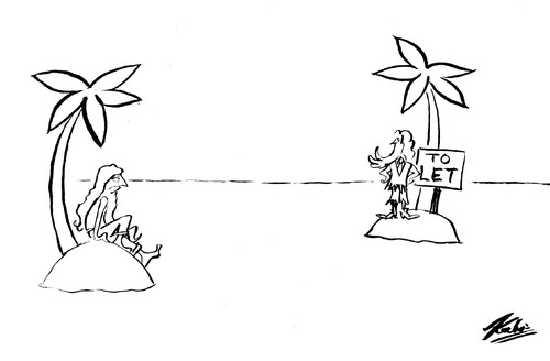 Cartoon: Deserted (medium) by pinkhalf tagged cartoon,island,desert,property,rent
