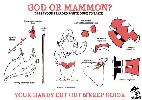 Cartoon: God or Mammon (medium) by pinkhalf tagged cartoon,christmas,santa,claus,god