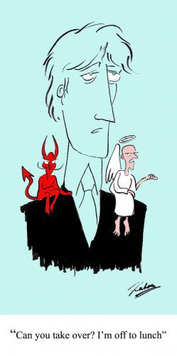 Cartoon: Moral Agency (medium) by pinkhalf tagged cartoon,devil,angel,morals