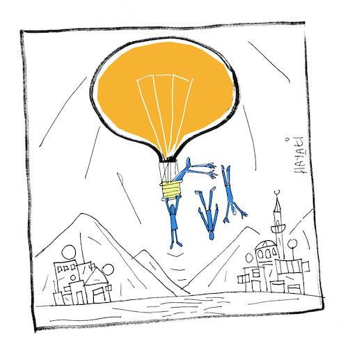 Cartoon: Erleichterung (medium) by Hayati tagged erleichterung,sepetli,balon,baloon,gewicht,cartoon,hayati,boyacioglu,berlin,erleichterung,sepetli,balon,baloon,gewicht,cartoon,hayati,boyacioglu,berlin