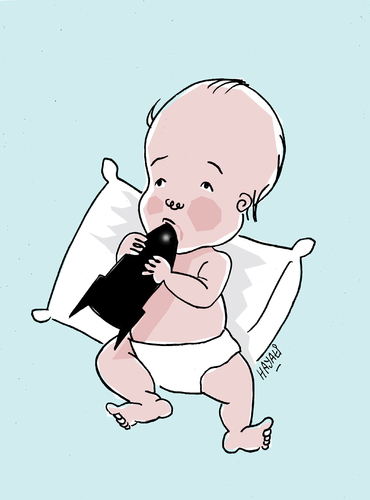 Cartoon: Gaza (medium) by Hayati tagged gaza,gazze,baby,rakete,palaestina,israel,hayati,boyacioglu,berlin,gaza,gazze,baby,rakete,palaestina,israel,hayati,boyacioglu,berlin