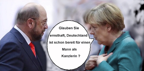 Cartoon: Schulz vs. Merkel (medium) by sier-edi tagged merkel,schulz,kanzler,bundestagswahl,deutschland