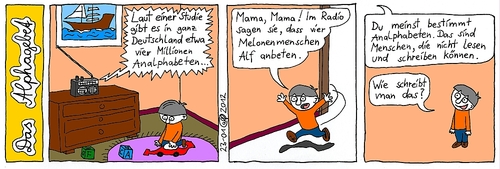Cartoon: Das Alphagebet (medium) by weltalf tagged lesen,schreiben,alf,analphabetismus,alphabet