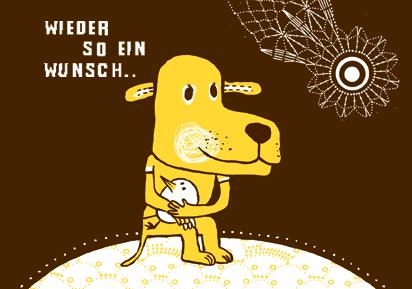 Cartoon: wieder so ein Wunsch (medium) by judith tagged hund,animal,wunsch,vogel,tiere,dogs,geburtstag