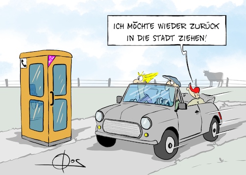 Cartoon: 20240808-Stadtflucht (medium) by Marcus Gottfried tagged wohnungsnot,stadtflucht,landleben,wohnungsnot,stadtflucht,landleben