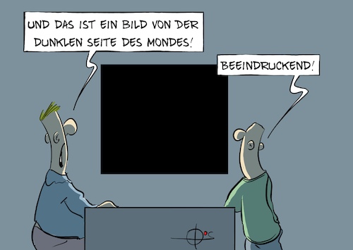 Cartoon: 20260407-DunkleSeite (medium) by Marcus Gottfried tagged mond,raumfahrt,umrundung,moon,dunkelheit,bilder,astronaut,mond,raumfahrt,umrundung,moon,dunkelheit,bilder,astronaut