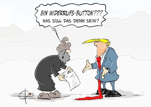 Cartoon: 20260619-WiderrufsButton (medium) by Marcus Gottfried tagged iran,usa,online,vertrag,rücktritt,widerruf,iran,usa,online,vertrag,rücktritt,widerruf