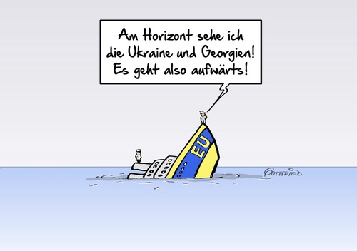 Cartoon: am Horizont (medium) by Marcus Gottfried tagged eu,europa,beitritt,visum,visumpflicht,schiff,boot,sinken,absaufen,untergang,kapitän,verlassen,alleine,meer,see,unglück,ende,ukraine,georgien,aufwärts,freude,marcus,gottfried,cartoon,karikatur,eu,europa,beitritt,visum,visumpflicht,schiff,boot,sinken,absaufen,untergang,kapitän,verlassen,alleine,meer,see,unglück,ende,ukraine,georgien,aufwärts,freude,marcus,gottfried,cartoon,karikatur