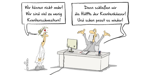 Cartoon: Pflegenotstand1 (medium) by Marcus Gottfried tagged gesundheit,pflegenotstand,krankenhaus,klinik,krankenschwester,burnout,gesundheit,pflegenotstand,krankenhaus,klinik,krankenschwester,burnout