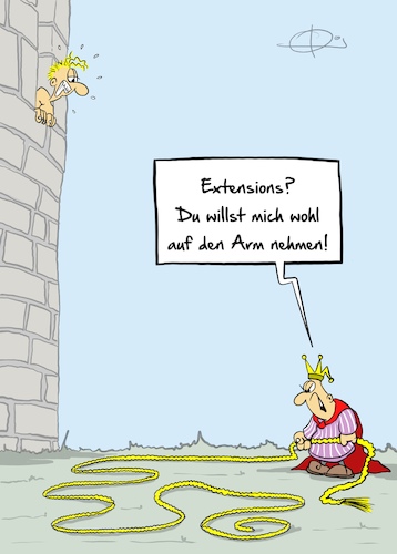 Cartoon: Rapunzel (medium) by Marcus Gottfried tagged märchen,haare,extensions,rapunzel,märchen,haare,extensions,rapunzel
