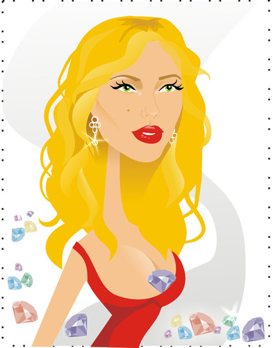 Cartoon: Scarlett Johansson (medium) by Nicoleta Ionescu tagged scarlett,johansson,movie,star,actriss,diamond,big,lips,hot,red,blonde,screen,tv,woman,girl,romance