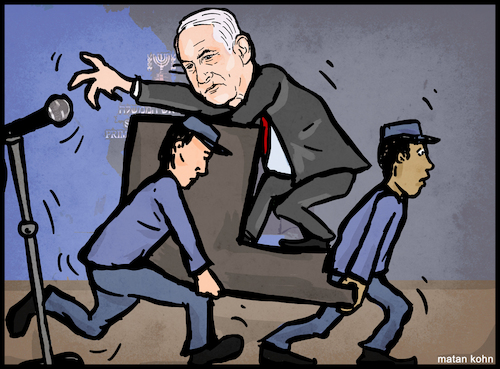 Cartoon: Bibi go home (medium) by matan_kohn tagged bibi,benjamin,netanyahu,israel,war,politics,funny,the,middle,east,iran