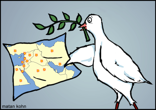 Cartoon: No peace in the Middle East (medium) by matan_kohn tagged middle,east,war,peace,israel,iran,iraq,gaza,palastin