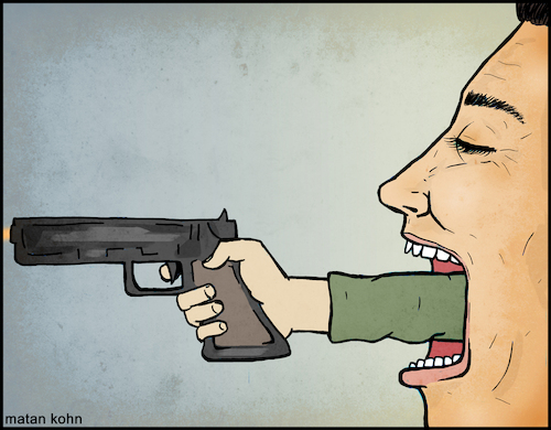 Cartoon: Words Can Kill (medium) by matan_kohn tagged word,words,violence,politics,gun,shooting,talk,talking,mouth,politicalviolence,wordscankill,how,illustration,drawing,art,drawings,meaning,humanity,design,funny,humor,joke,cartoon,panel,weapon,fear,history