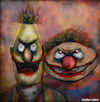 Cartoon: Bert and Ernie (small) by matan_kohn tagged bertandernie,muppets,sesamestreet,digitalart,drawing,painting,people,portrait,bert,blood,funny,gothic,ghotic,wierd,scarry,zombies,zombie,horror,creepy,television