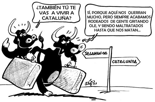 Cartoon: MALTRATO A LOS ANIMALES (medium) by SOLER tagged toros,maltratos,animales
