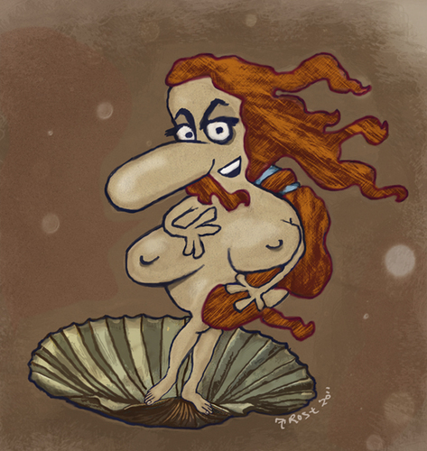 Cartoon: Birth of Venus a la Llobet (medium) by frostyhut tagged birth,shell,italian,gerardo,llobet,botticelle,venus