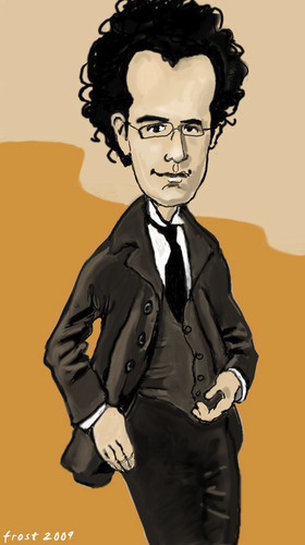 Cartoon: Gustav Mahler (medium) by frostyhut tagged german,composer,mahler,suit,glasses,curly,music,caricature