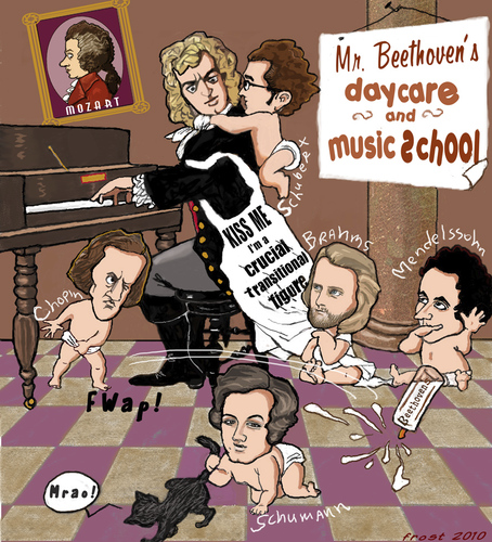 Cartoon: Mr. Beethovens Day Care (medium) by frostyhut tagged beethoven,composer,classical,music,baby,piano