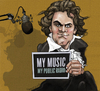 Cartoon: Beethoven supports public radio (small) by frostyhut tagged beethoven,composer,npr,radio,public,classical,microphone