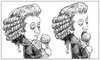 Cartoon: Mozart eating a fried liver ball (small) by frostyhut tagged mozart,liver,meatball,food,wig,classical,music