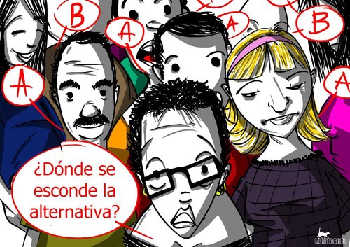 Cartoon: buscando en c (medium) by LaRataGris tagged alterntiva,politica,gente