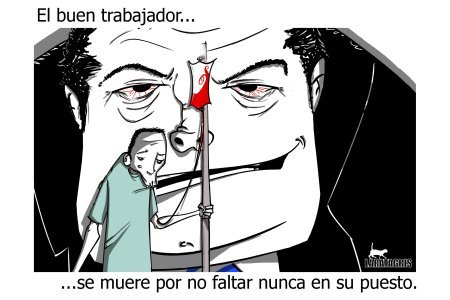 Cartoon: Derecho a enfermar (medium) by LaRataGris tagged laratagris,trabajo,enfermo