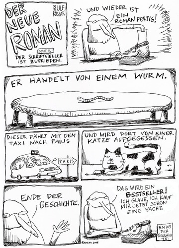 Cartoon: Der neue Roman (medium) by Kossak tagged roman,autor,schriftsteller,paris,katze,wurm,schreiben,schreibmaschine,buch,bestseller,roman,autor,schriftsteller,paris,katze,wurm,schreiben,schreibmaschine,buch,bestseller