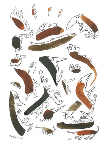 Cartoon: Ursuppeneinlage 2 (medium) by Kossak tagged schöpfung,tiere,wesen,suppe,amphibien,evolution,schöpfung,tiere,wesen,suppe,amphibien,evolution