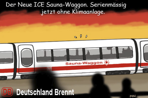 Cartoon: Saunawagen (medium) by flintstone73 tagged ice,bahn,db,waggon,hitze,sauna,schwitzen,sommer,summer,zug,train
