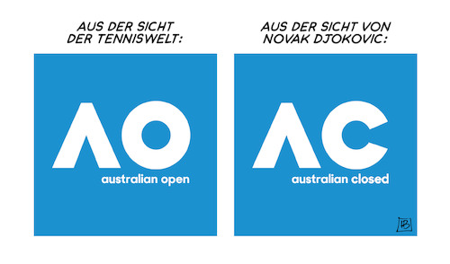 Cartoon: Australian closed (medium) by Harm Bengen tagged tenniswelt,novak,djokovic,australian,open,closed,djokovicen,tennis,australien,einreise,ausweisung,corona,impfgegner,logo,harm,bengen,cartoon,karikatur,tenniswelt,novak,djokovic,australian,open,closed,djokovicen,tennis,australien,einreise,ausweisung,corona,impfgegner,logo,harm,bengen,cartoon,karikatur