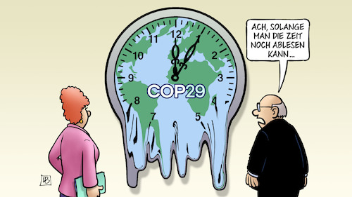 Cartoon: COP29-Uhr (medium) by Harm Bengen tagged zeit,klimawandel,klimagipfel,uhr,cop29,baku,harm,bengen,cartoon,karikatur,zeit,klimawandel,klimagipfel,uhr,cop29,baku,harm,bengen,cartoon,karikatur