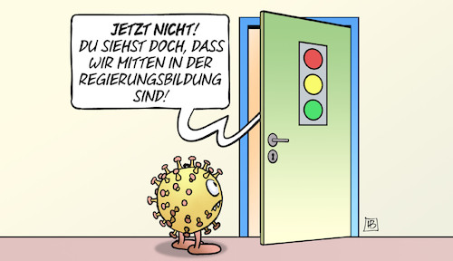 Cartoon: Corona und Regierungsbildung (medium) by Harm Bengen tagged corona,regierungsbildung,ampel,tür,virus,harm,bengen,cartoon,karikatur,corona,regierungsbildung,ampel,tür,virus,harm,bengen,cartoon,karikatur