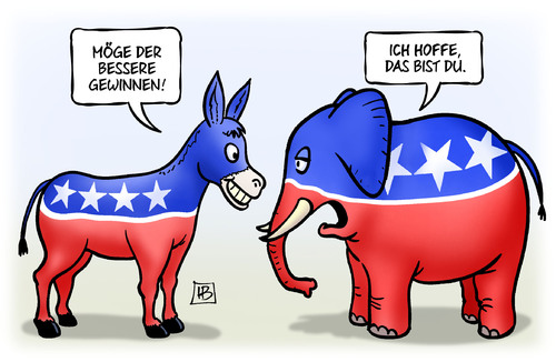 Cartoon: Der Bessere (medium) by Harm Bengen tagged usa,wahlen,präsidentschaft,demokraten,republikaner,clinton,trump,esel,elefant,harm,bengen,cartoon,karikatur,usa,wahlen,präsidentschaft,demokraten,republikaner,clinton,trump,esel,elefant,harm,bengen,cartoon,karikatur