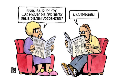 Cartoon: Egon Bahr (medium) by Harm Bengen tagged egon,bahr,tot,spd,partei,vordenker,nachdenken,ostpolitik,brandt,harm,bengen,cartoon,karikatur,egon,bahr,tot,spd,partei,vordenker,nachdenken,ostpolitik,brandt,harm,bengen,cartoon,karikatur