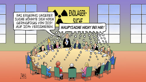 Cartoon: Endlagersuche (medium) by Harm Bengen tagged ergebnis,suche,endlagersuche,2031,2074,verschieben,atommüll,egoismus,kernkraft,atomkraft,harm,bengen,cartoon,karikatur,ergebnis,suche,endlagersuche,2031,2074,verschieben,atommüll,egoismus,kernkraft,atomkraft,harm,bengen,cartoon,karikatur