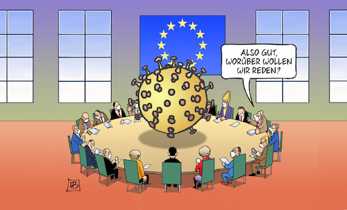 Cartoon: EU-Gipfel und Corona (medium) by Harm Bengen tagged eu,europa,gipfel,masken,virus,corona,harm,bengen,cartoon,karikatur,eu,europa,gipfel,masken,virus,corona,harm,bengen,cartoon,karikatur