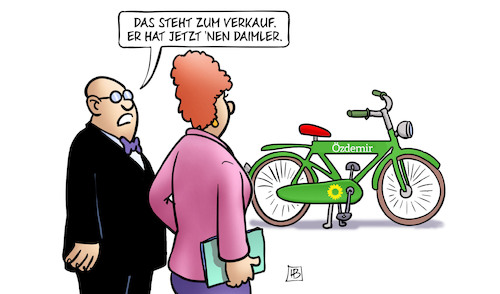 Cartoon: Fahrradverkauf (medium) by Harm Bengen tagged verkauf,daimler,fahrradverkauf,baden,württemberg,grüne,landtagswahl,wahl,özdemir,harm,bengen,cartoon,karikatur,verkauf,daimler,fahrradverkauf,baden,württemberg,grüne,landtagswahl,wahl,özdemir,harm,bengen,cartoon,karikatur