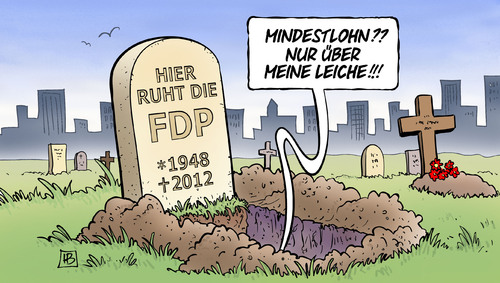 Cartoon: FDP und Mindestlohn (medium) by Harm Bengen tagged fdp,mindestlohn,cdu,csu,regierung,koalition,leyen,arbeit,soziales,verdienst,armut,friedhof,grab,leiche,sarg,partei,fdp,mindestlohn,cdu,csu,regierung,koalition,leyen