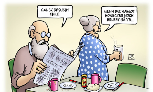 Cartoon: Gauck in Chile (medium) by Harm Bengen tagged gauck,bundespräsident,chile,staatsbesuch,margot,honecker,ddr,flucht,harm,bengen,cartoon,karikatur,gauck,bundespräsident,chile,staatsbesuch,margot,honecker,ddr,flucht,harm,bengen,cartoon,karikatur
