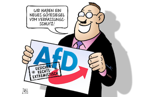 Cartoon: Gütesiegel vom VS (medium) by Harm Bengen tagged gütesiegel,verfassungsschutz,beobachtung,gesichert,rechtsextremistisch,stempel,afd,nazis,harm,bengen,cartoon,karikatur,gütesiegel,verfassungsschutz,beobachtung,gesichert,rechtsextremistisch,stempel,afd,nazis,harm,bengen,cartoon,karikatur