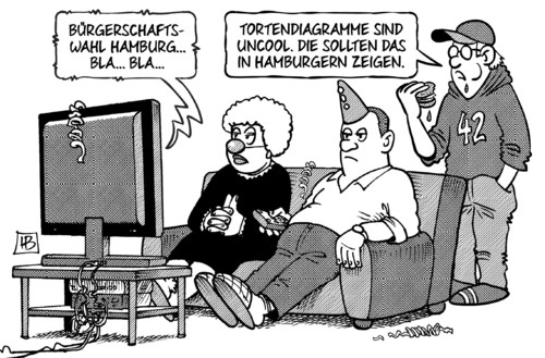 Cartoon: Hamburger (medium) by Harm Bengen tagged rosenmontag,bürgerschaftswahl,hamburg,tortendiagramme,uncool,hamburger,fast,food,wahl,bürgerschaft,landtagswahl,harm,bengen,cartoon,karikatur